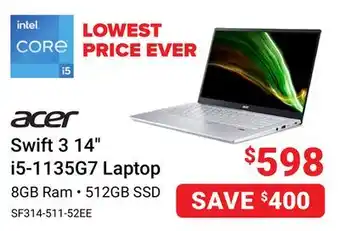Visions Electronics Acer Swift 3 14 i5-1135G7 Laptop offer