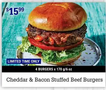 M & M Food Market Cheddar & Bacon Stuffed Beef Burgers offer