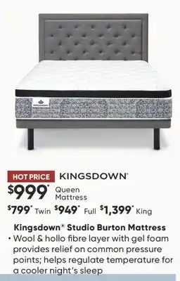 Sleep Country Kingsdown Studio Burton Mattress offer