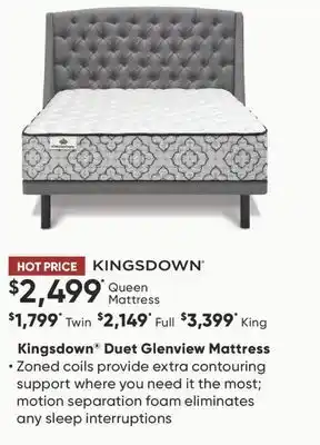 Sleep Country Kingsdown Duet Glenview Mattress offer