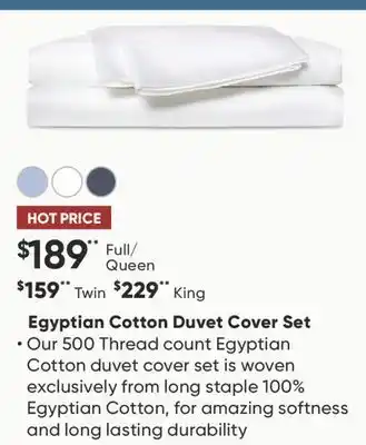 Sleep Country Egyptian Cotton Duvet Cover Set offer