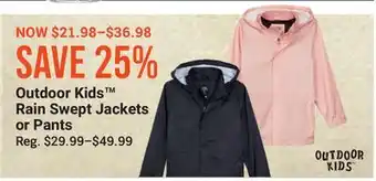 Bass Pro Outdoor Kids Rain Swept Jackets or Pants offer