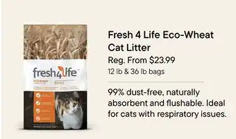 Petvalu Fresh 4 Life Eco-Wheat Cat Litter offer