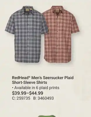 Bass Pro RedHead Men's Seersucker Plaid Short-Sleeve Shirts offer