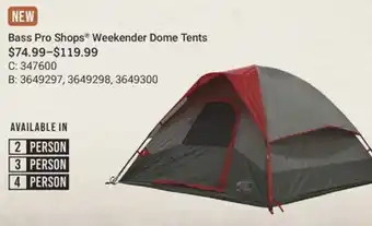 Bass Pro Bass Pro Shops Weekender Dome Tents offer