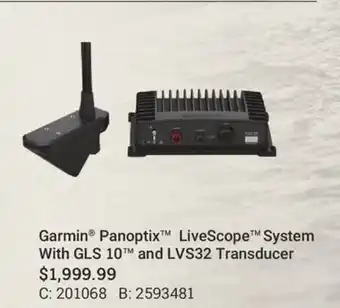 Bass Pro Garmin Panoptix LiveScope System With GLS 10 and LVS32 Transducer offer