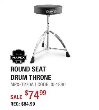 Long & McQuade Mapex T270A - Round Seat Throne offer