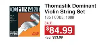 Long & McQuade Dominant Violin String Set 4/4 - Carbon Steel, Aluminum Wound 'E' String offer
