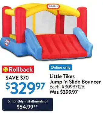 Walmart Little Tikes Jump 'n Slide Bouncer offer