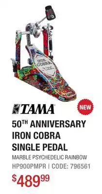 Long & McQuade Tama 50th Anniversary Limited Edition Iron Cobra Power Glide Single Pedal - Marble Psychedelic Rainbow offer