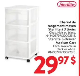 Walmart Sterilite 3-Drawer Medium Cart offer