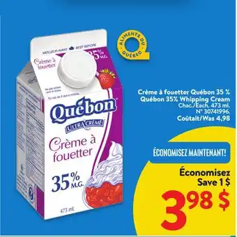 Walmart Québon 35% Whipping Cream offer