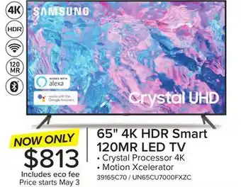Leon's Samsung 65 CUHD 4K Smart TV UN65CU7000FXZC offer