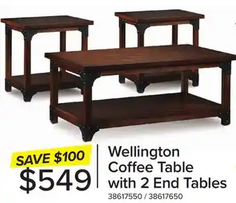 Leon's Wellington Coffee Table with 2 End Tables - Walnut offer