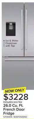 Leon's Bosch 36 Stainless Steel French Door Refrigerator (26.0 cu. ft.) - B36FD50SNS offer