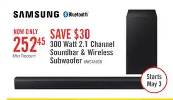 The Brick Samsung 2.1 Soundbar with Subwoofer and Wireless Subwoofer offer