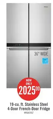 The Brick Whirlpool 19.4 Cu. Ft. 4-Door French-Door Refrigerator - WRQA59CNKZ offer