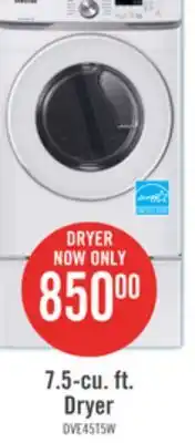 The Brick Samsung 7.5 Cu. Ft. Front-Load Electric Dryer - DVE45T6005W/AC offer