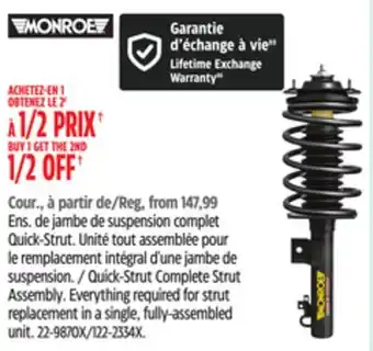 Canadian Tire MONROE Quick-Strut Complete Strut Assembly offer