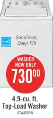 The Brick GE 4.9 Cu. Ft. Top Load Washer with SaniFresh Cycle - GTW490BMRWS offer