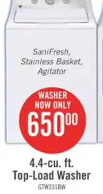The Brick GE 4.4 Cu. Ft. Top-Load Washer with SaniFresh Cycle - GTW331BMRWS offer