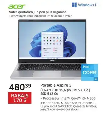 The Source Portable Aspire 3 Acer offer