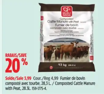 Canadian Tire Scotts Composted Cattle Manure with Peat, 28.3L offer