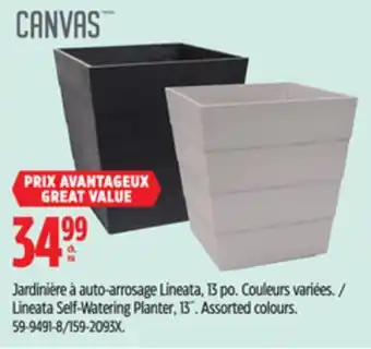 Canadian Tire canvas Lineata Self-Watering Planter, 13˝. Assorted colours offer