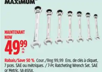 Canadian Tire MAXIMUM 7-Pc Ratcheting Wrench Set offer