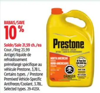 Canadian Tire Prestone Premixed Vehicle-Specific Antifreeze/Coolant, 3.78L Selected types offer