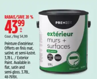 Canadian Tire premier Exterior Paint. Available in flat, satin and semi-gloss offer