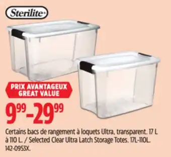 Canadian Tire Selected Clear Ultra Latch Storage Totes offer