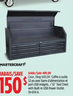 Canadian Tire Mastercraft 52˝Tool Chest with Built-In USB Power Outlet offer
