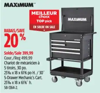 Canadian Tire MAXIMUM 30˝ 5-Drawer Mechanic's Cart offer