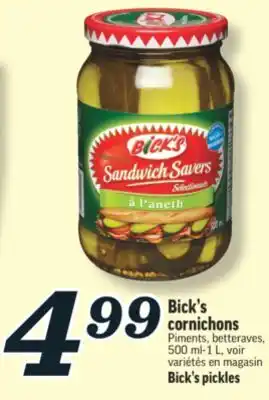 Marché Richelieu CORNICHONS BICK'S | BICK'S PICKLES offer