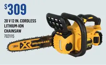 Canac 20 V 12 in. Cordless Lithium-Ion Chainsaw offer