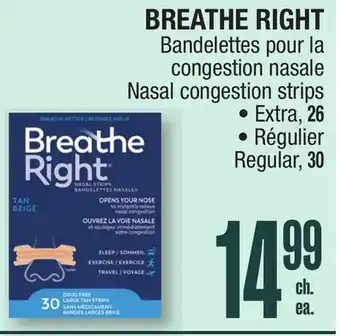 Jean Coutu BREATHE RIGHT Nasal congestion strips offer