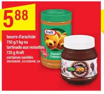 Maxi BEURRE D'ARACHIDE 750 G/1 KG OU TARTINADE AUX NOISETTES 725 G KRAFT offer