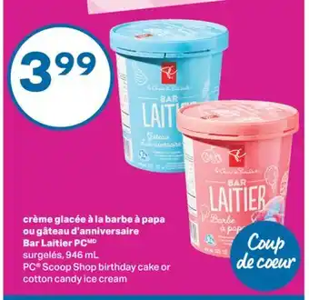 L'Intermarché CRÈME GLACÉE À LA BARBE À PAPA OU GÂTEAU D'ANNIVERSAIRE BAR LAITIER, 946 mL offer