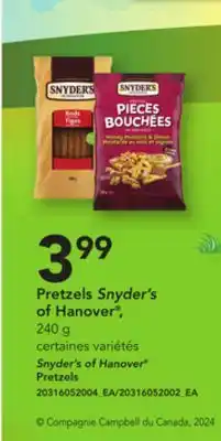 Provigo PRETZELS SNYDER'S OF HANOVER , 240 G offer