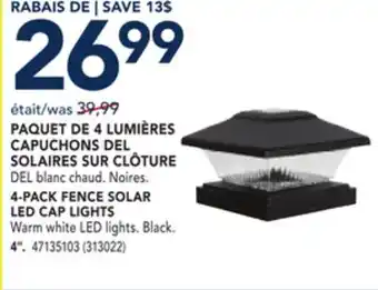RONA 4-PACK FENCE SOLAR LED CAP LIGHTS offer
