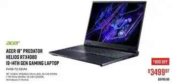 Canex ACER 18 PREDATOR HELIOS RTX4080 I9-14TH GEN GAMING LAPTOP offer