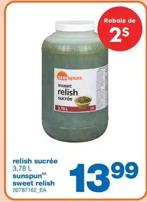 Wholesale Club RELISH SUCRÉE SUNSPUN 3,78 L offer