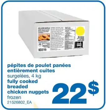 Wholesale Club PÉPITES DE POULET PANÉES ENTIÈREMENT CUITES 4 KG offer