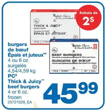 Wholesale Club BURGERS DE BŒUF ÉPAIS ET JUTEUX 4 OU 6 OZ offer