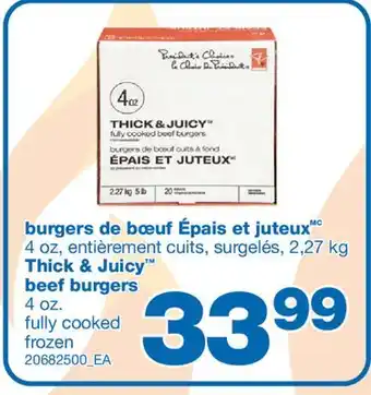 Wholesale Club BURGERS DE BŒUF ÉPAIS ET JUTEUX, 4 OZ offer