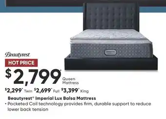 Dormez Vous Beautyrest Imperial Lux Balsa Mattress offer