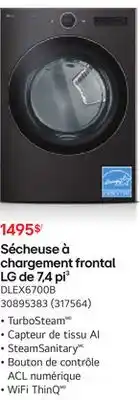 Réno Dépôt Sécheuse à chargement frontal LG de 7,4 pi³ offer