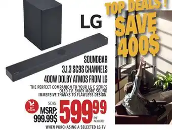 Centre Hi-Fi LG SOUNDBAR 3.1.3 SC9S CHANNELS 400W DOLBY ATMOS FROM offer