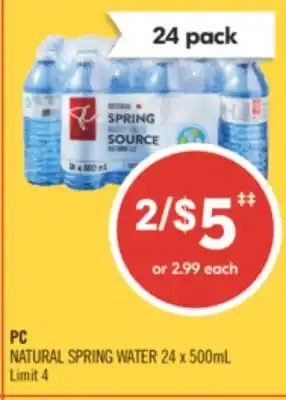 Shoppers Drug Mart PC NATURAL SPRING WATER offer